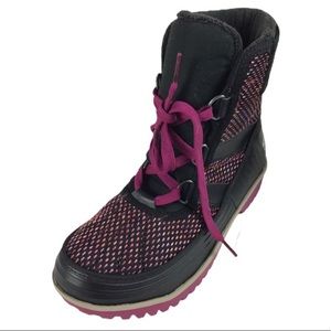 SOREL Tivoli II Black & Pink Winter Snow Boots Size 9